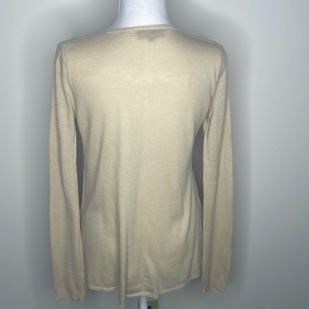 Olivaceous Anthropologie Mixed Fabric L/S Top. Cream Colored - Picture 6 of 9
